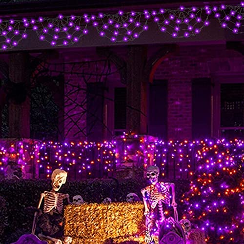 4.2FT Connectable 60 LED Halloween Spider Web String Lights Decoration