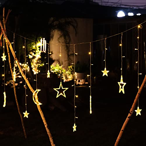 Star Solar Lights 138LED Christmas Curtain Lights Decoration