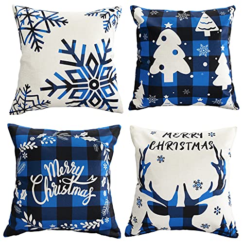 Set of 4 Christmas Throw Pillow Covers 18 x 18
