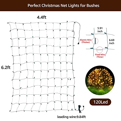 120 LedChristmas Decorations Net Lights Outdoor, 6.2ftx4.4ft, Fairy Mesh String Lights for Party, Holiday, Wedding
