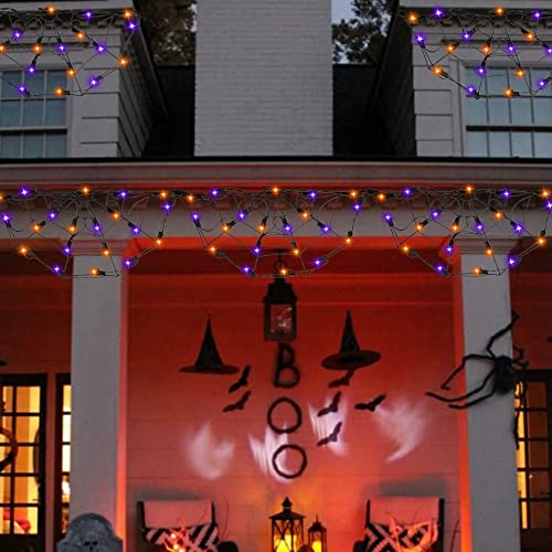 4.2FT Connectable 60 LED Halloween Spider Web String Lights Decoration