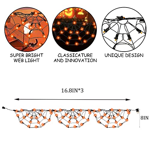 4.2FT Connectable 60 LED Halloween Spider Web String Lights Decoration
