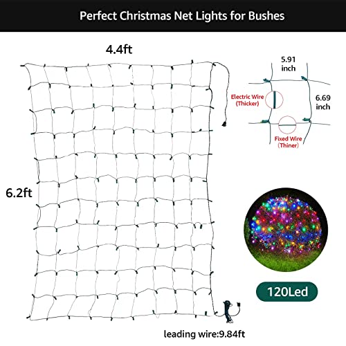 120 LedChristmas Decorations Net Lights Outdoor, 6.2ftx4.4ft, Fairy Mesh String Lights for Party, Holiday, Wedding