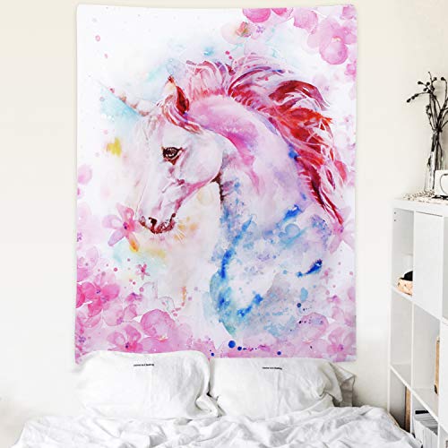 Pink Unicorn Tapestry Watercolor Print Wall Art Decoration