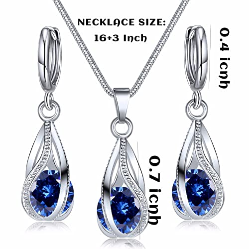 Silver Jewelry Sets for women Crystal Bridal Accessories Necklace Earrings