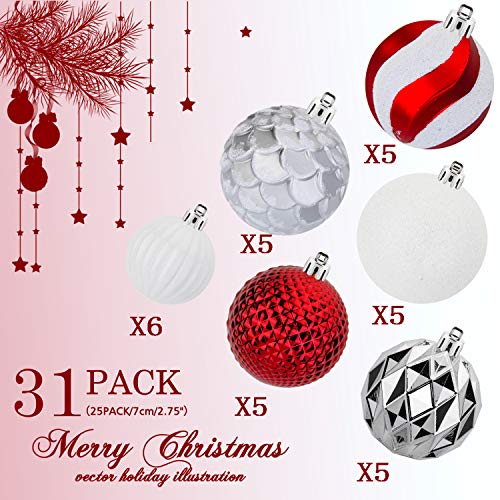 31pcs 2.75in & 1.97in Shatterproof Balls for Christmas Decoration