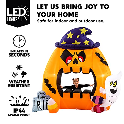 7 Ft Tall Halloween Inflatable Photo Booth with Ghost, Tomb & Candy