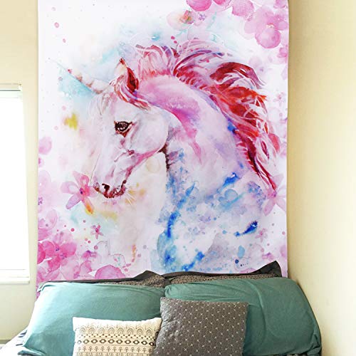Pink Unicorn Tapestry Watercolor Print Wall Art Decoration