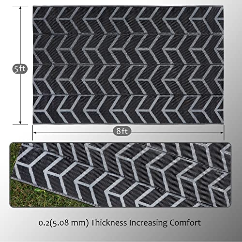 Modern Reversible Mats, Plastic Straw Area Rug 5'x8'