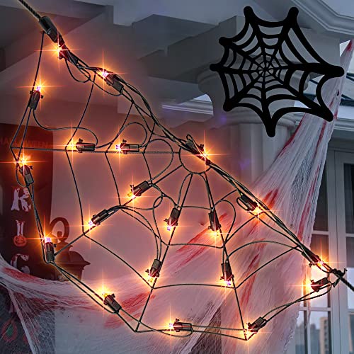 4.2FT Connectable 60 LED Halloween Spider Web String Lights Decoration