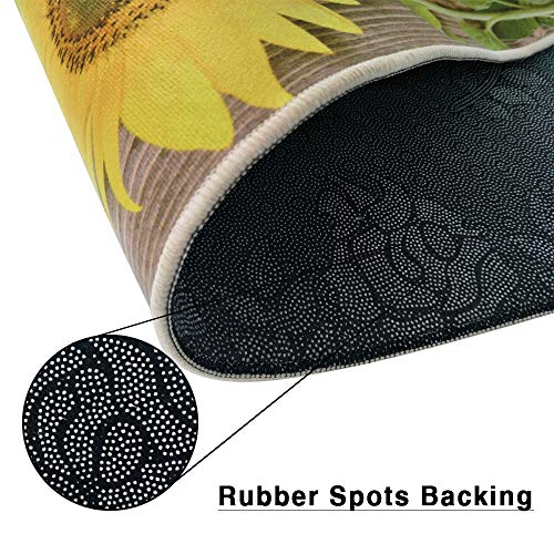 Kitchen Rugs Set of 2 Sunflower Design- Non-Slip