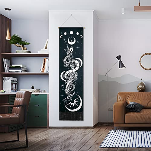 Skeleton Tapestry Planet Gothic Skull White and Black for Bedroom, Living Room