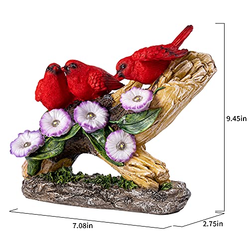 Solar Cardinal Birds Garden Statue