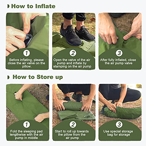 Camping Sleeping Pad - Ultralight Foot Press Inflatable w/ Built-in Pump