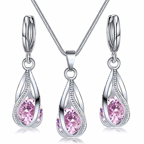 Silver Jewelry Sets for women Crystal Bridal Accessories Necklace Earrings