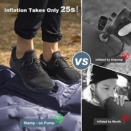 Camping Sleeping Pad - Ultralight Foot Press Inflatable w/ Built-in Pump