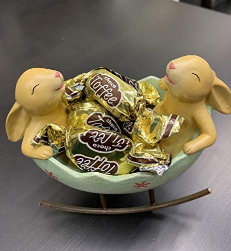 Laughing Bunny Rocking in an Easter Egg Cradle Spring Easter Decoration