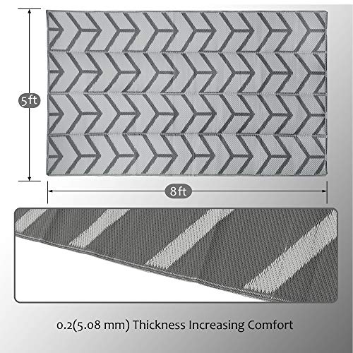 Modern Reversible Mats, Plastic Straw Area Rug 5'x8'
