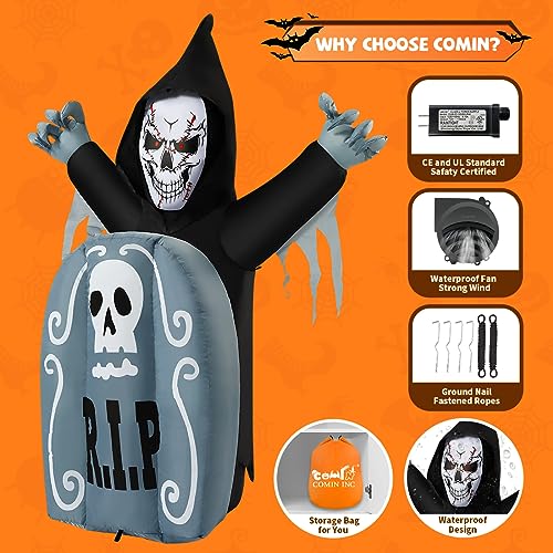 Halloween Inflatables Ghost Outdoor Decorations Blow Up Yard with Built-in LEDs