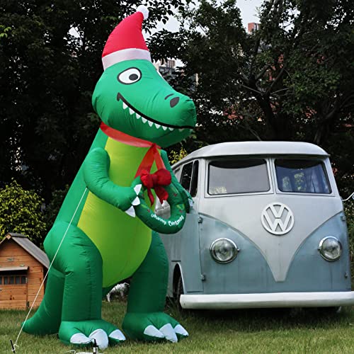 10 Ft Christmas Inflatables Dinosaur w/ LEDs