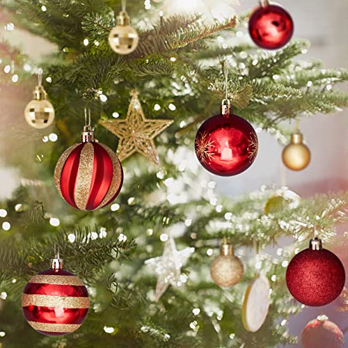 44Pcs Gold and Red Christmas Balls Ornaments