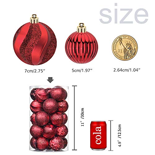 31pcs 2.75in & 1.97in Shatterproof Balls for Christmas Decoration