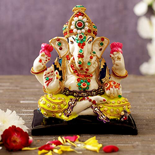 Lord Ganesha Statue Ganesh Idol for Home Décor Temple Table Decoration House Warming Gifting (16 cm X 14 cm)