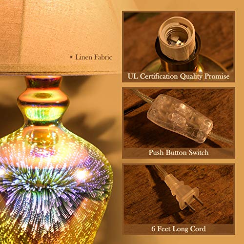 Modern Lamp w/ Unique Handmade 3D Effect Glass Base ,(E26 LED Bulb Included)