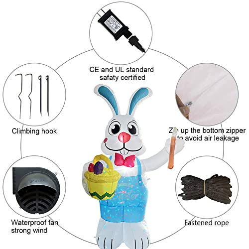 6ft Inflatable Easter Basket & Bunny for Home Decoration / Built in LED