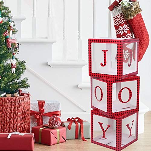 Transparent Joy Box Blocks Christmas Decorations