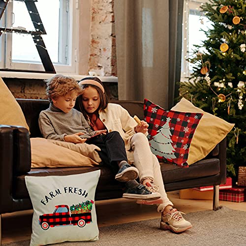 Set of 4 Christmas Throw Pillow Covers 18 x 18