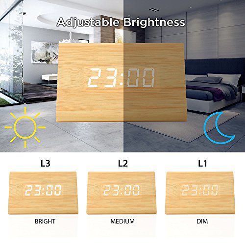 Wooden LED Alarm Digital Desk Clock