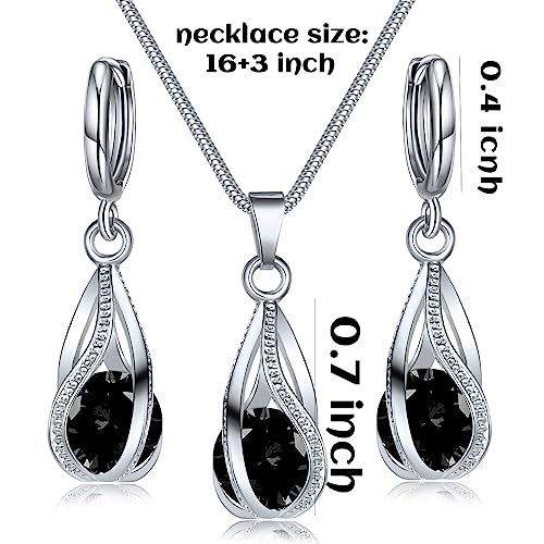 Silver Jewelry Sets for women Crystal Bridal Accessories Necklace Earrings