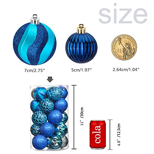 31pcs 2.75in & 1.97in Shatterproof Balls for Christmas Decoration