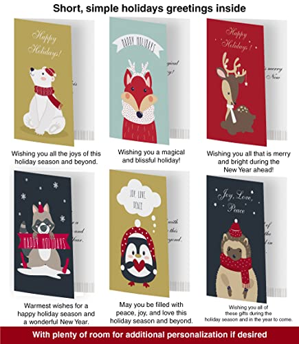 100 Modern Christmas & Happy Holiday Cards w/ Colorful Envelopes