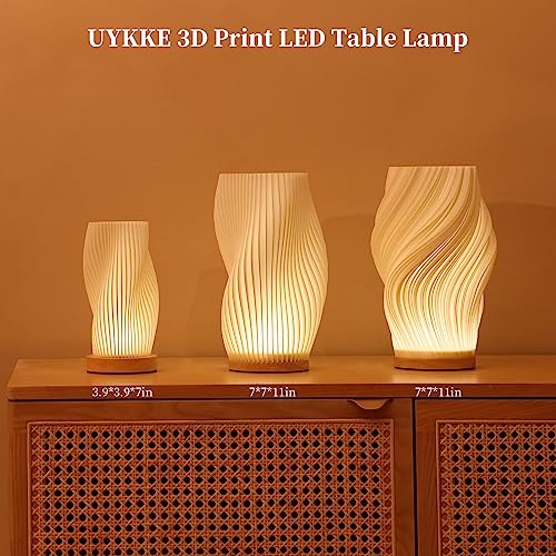 Bedside Lamp with Woodbase - Button Control Table Lamp for Bedroom 12 Way Dimmable Nightstand Lamp