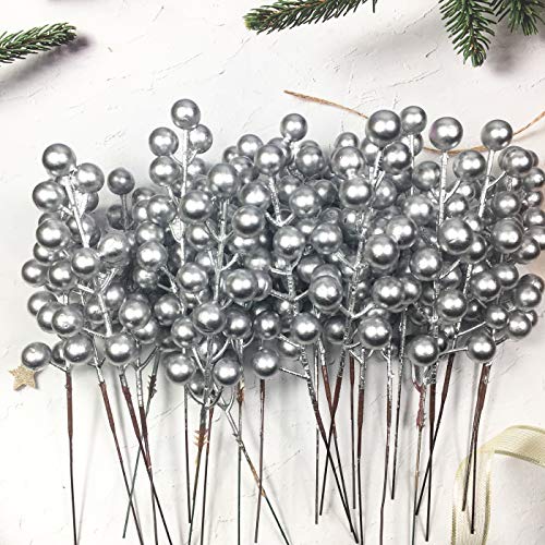 24 pcs Berries Stems for Christmas Ornaments