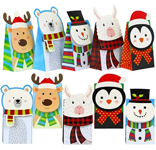 Christmas Die-Cut Flip Over Treat & Gift Bags, 20-Count