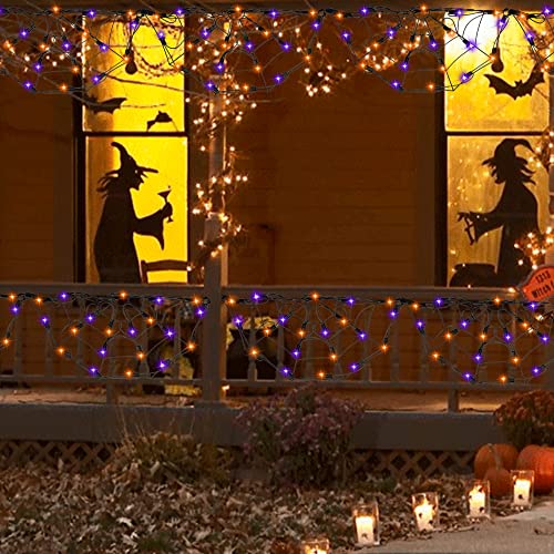 4.2FT Connectable 60 LED Halloween Spider Web String Lights Decoration