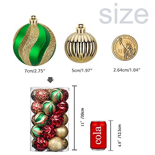 31pcs 2.75in & 1.97in Shatterproof Balls for Christmas Decoration
