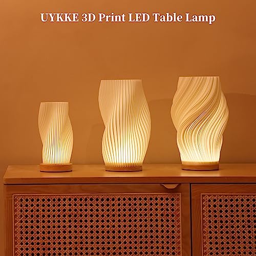 Bedside Lamp with Woodbase - Button Control Table Lamp for Bedroom 12 Way Dimmable Nightstand Lamp