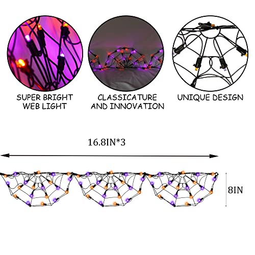 4.2FT Connectable 60 LED Halloween Spider Web String Lights Decoration