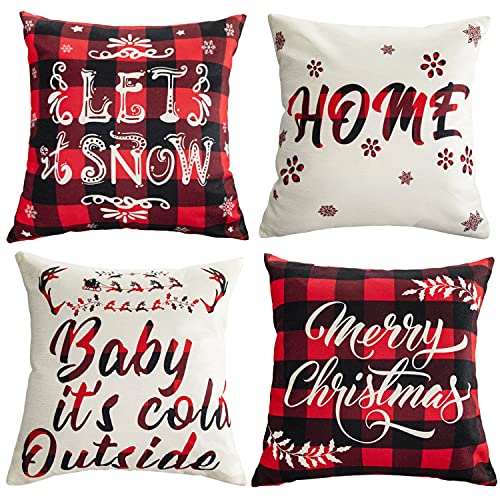 Set of 4 Christmas Throw Pillow Covers 18 x 18