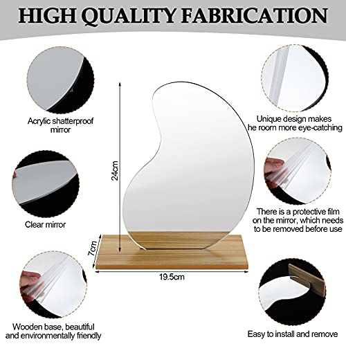 2 Pack Aesthetic Acrylic Makeup Mirror for Desk w/ Stand