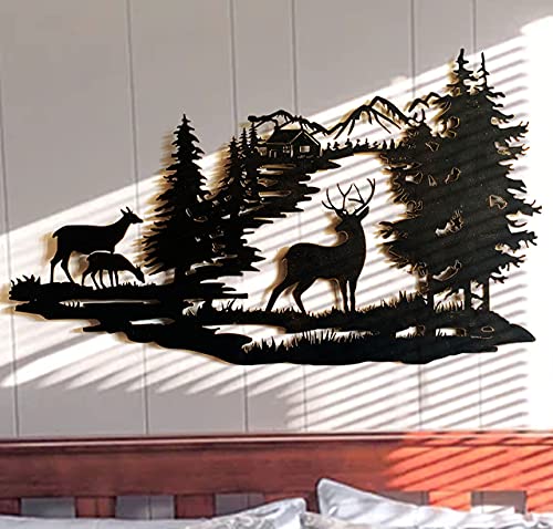 Metal Deer in the Woods Wall Decor 22x 13 Inch