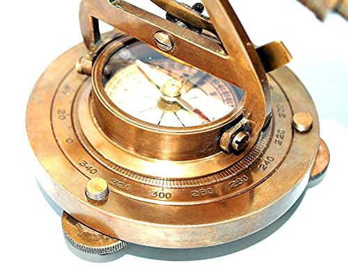 Vintage Brass Alidade Telescope w/ Base Compass Home Decoration