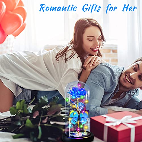 Enchanted Galaxy Light Up Butterfly Rose Gifts in Glass Dome