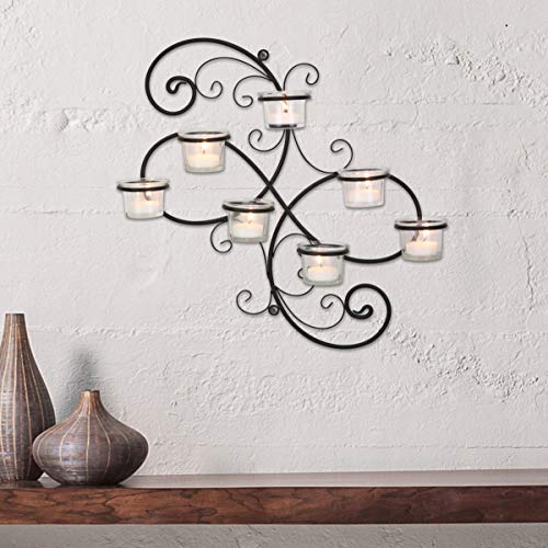 Decorative Black Tea Light Candle Holder Hanging Wall Scone Decor