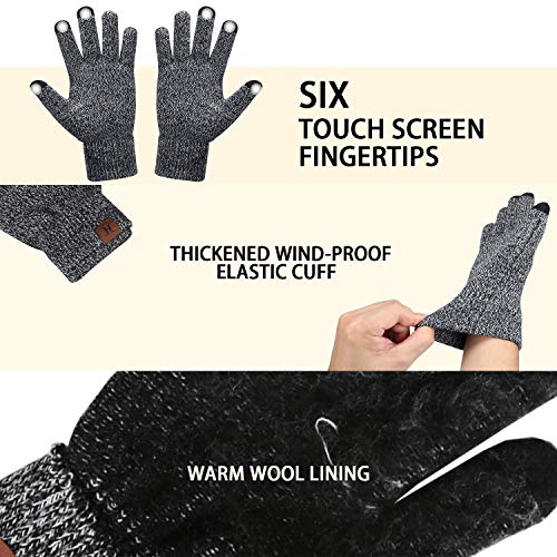 Winter Beanie Hat Scarf Touchscreen Gloves Set for Men & Women