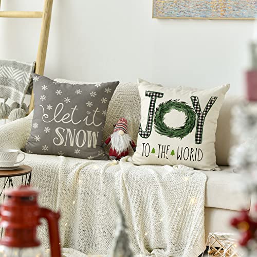 Set of 4 Christmas Throw Pillow Covers, 18 x 18 Inch